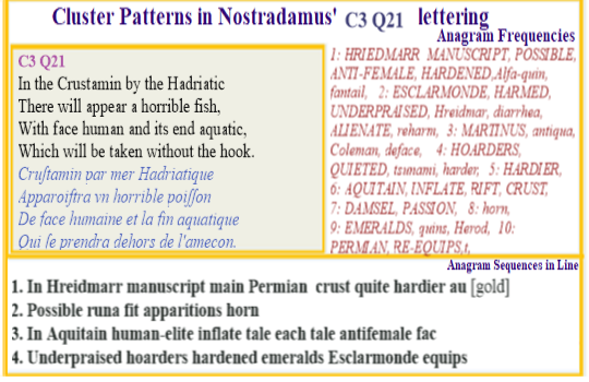  Nostradamus Centuries 3 Quatrain 21 Tale of Esclarmonde tof Aquitaine whose love for gold and emeralds mirrored Hriedmarr in the Nordic manuscripts