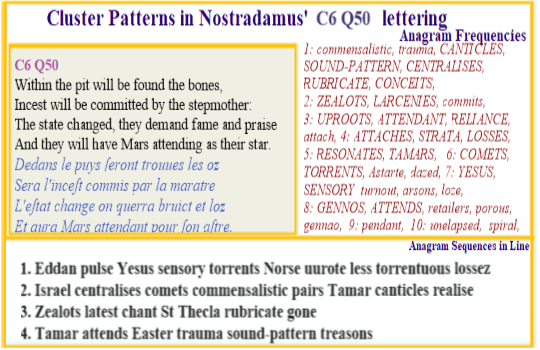  Nostradamus Centuries 6 Quatrain 50  Sound patterns in canticles relate to comets timing the resurrection of Jesus line via Tamar