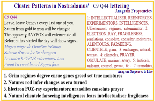  Nostradamus Centuries 9 Quatrain 44 Experiments at Geneva using electron rays go very wrong causing Geneva to be evacuated.