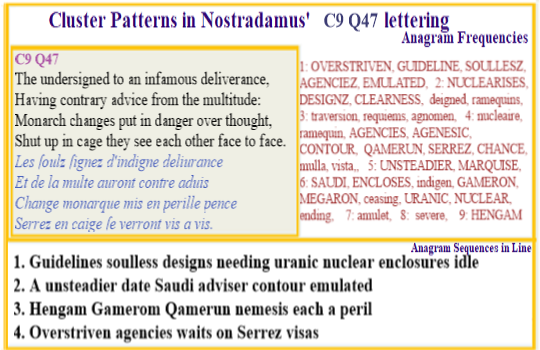  Nostradamus Centuries 92 Quatrain 47  Infamous deliverance unranic nuclear enclosure guideline Hengam, Gameron / Qamerun and Serrez