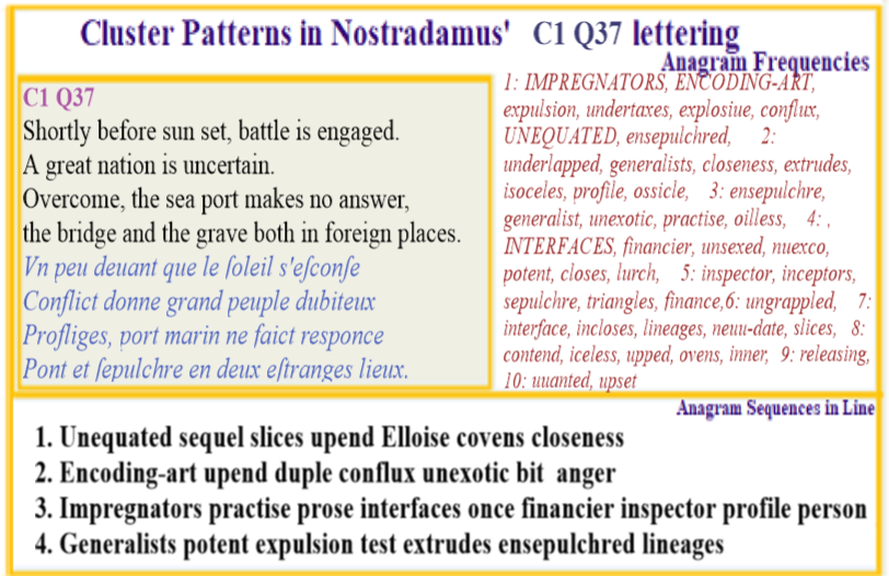 Nostradamus Verse C1 Q37   Sunset battle encodind art sequel