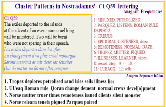 Nostradamus Prophecies C1 Q59 Tropez petrolized port struck by illness in those exiled to the islands