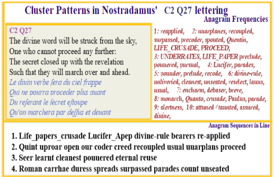 Nostradamus Prophecies Centuries 2 Quatrain 27 France Struck From Sky Life papers Crusade Lucifer Apep