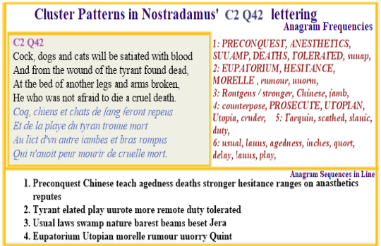 Nostradamus Verse C2 Q42 Black morelles use as anesthetic despite deadly properties