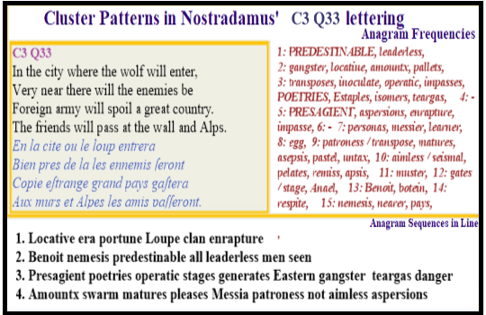 Nostradamus Verse C3 Q33 Poetries Predstinable Presageamt Amounts