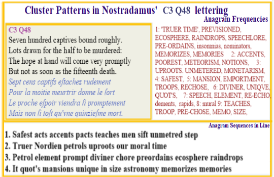 Nostradamus Verse C3 Q48 Seven hundred roughly bound captives are chosen by lots to be murdered in groups of fifteen