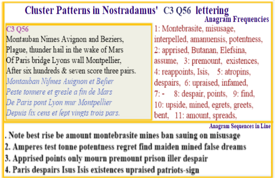 Nostradamus Verse C3 Q56 Montebresan, Nimes, Adignon Beziers struck by plague and thunder