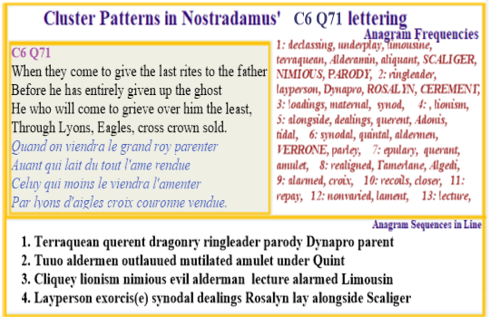 Nostradamus C6 Q71 Roalyn Cerement Scaliger Latperson Verrone Querent