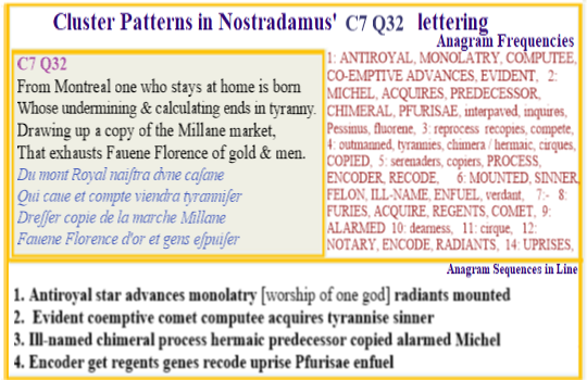  Nostradamus Centuries 7 Quatrain 32 Nostradamus gives insight into the processes based on comets that he copied from a Hermaic predecessor. 