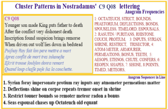  Nostradamus Centuries 9 Quatrain 08  The protium devices for timing the passage of meteors play an important role in the era where radiation is used in the process of cloning Christ's DNA.