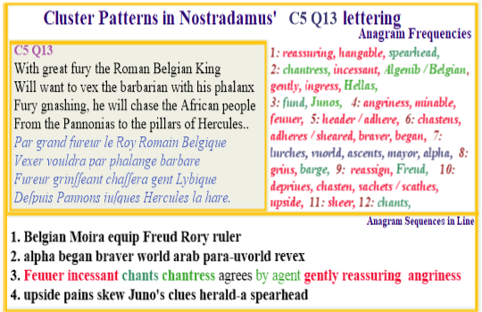Nostradamus Verse C5 Q13Belgian Arab Pannonias Barbarian Incessant Chants