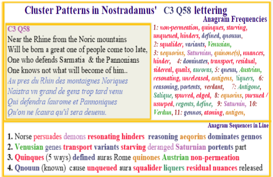 Nostradamus Prophecies verse C3 Q58 Austrian great one dominates gennos genes variants aequorin quinone