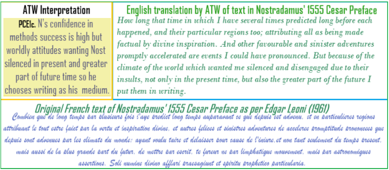 1555 Cesar Preface 1c Confidence in methobs but silencing forces in present & future mean Nostradamus wrote it in hidden ways